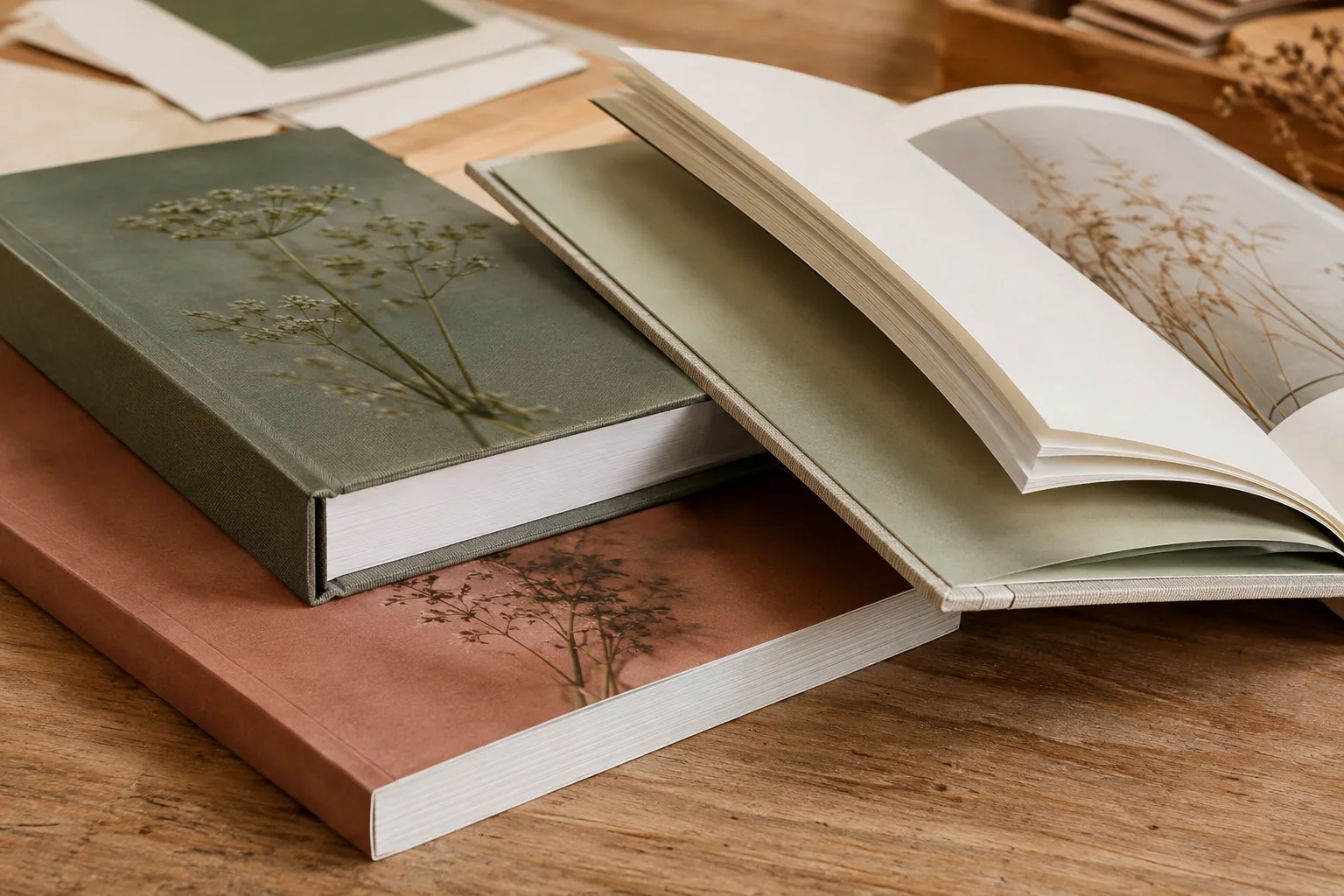 Книги — образец смежной услуги, кадр 2; Книги в мягкой и твёрдой обложке рядом с открытым внутренним, ПЕЧАТЬ32, заказ с получением в Твери, «Тетради»